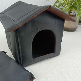 Mats Foldable Cat House Outdoor Waterproof Pet House for Small Dogs Kitten Puppy Cave Nest with Pets Pad Dog Cat Bed Tent Supplies