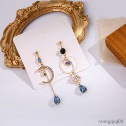 Charm New Sweet Geometric Circular Drop Earrings For Women Long Fashion Wedding Jewelry Blue R230603