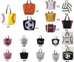 18 style outdoor canvas tote bags large capacity lady women hand bags cartoon basketball baseball football softball shoulder bags packs