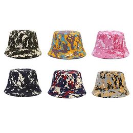 Wide Brim Hats 2023 Spring Cotton Camo Print Bucket Fisherman Outdoor Travel Sun Hat for Men and Women 157 G230603