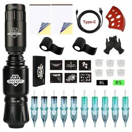 Tattoo Guns Kits Rocket Mini V3 Tattoo Machine Set Wireless Tattoo Power Supply With 10PCS Cartridge Needles Professional Rotary Tattoo Pen Kit 230602