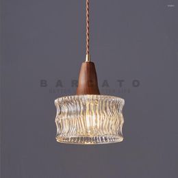 Pendant Lamps Nordic Wooden Lights Glass Loft Industrial Decor Hanging Lamp Suspension Luminaire For Living Dining Room Fixtures E27