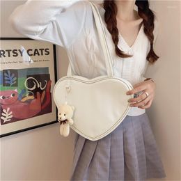 Evening Bags Girl Heart Sweet Zipper Shopper Shoulder Bag Japanese Lolita Love JK Uniform Messenger Soft Leath PU Tote 2023