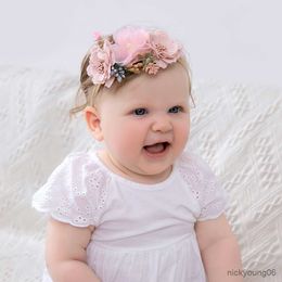 Hair Accessories New Baby Elastic Children's Thin Band Net Gauze Flower Headdress Kids Headwear