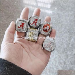 Cluster Rings Fashion Souvenir 5Pcs Set Alabama Crimson Tide National Championship Bag Parts Drop Delivery Jewellery Dhqhd