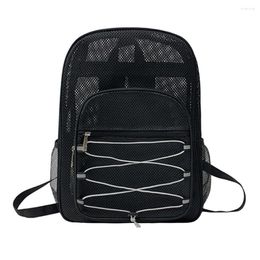 Outdoor Bags Mesh Semi-Transparent Bookbag Light Weight Rucksack Travel Black Student Bag Comfortable Shoulder Strap Portable Gym