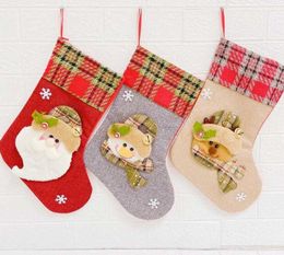 Large Christmas Stocking gift bag For Children kids Candy Bags Xmas Tree Ornament Hanging Pendant Socks 3d Cartoon santa sacks sock Christmas home Decoration