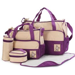 Diaper Bags 5 Pcs Multifunctional Set Baby Changing Diaper Nappy Bag Maternity Mummy Handbag GXMB 230602