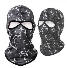 Tactical Motorcycle Cycling Helmet Liner Cap Outdoor Hunting Ski Face Protective Mask Camo Magic Scarf Head Balaclava hat Riding Biker Bandana Army Hoods 2 holes Hat