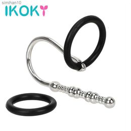 Massager cockrings Sex Toys Ikoky Penis Plug Male Chastity Device Sex Toys for Men Urethral Dilators Stainless Steel Catheters Sounds 3pcs/set L230518