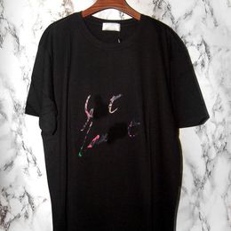 Designer Luxury Laurents Classic Texture Signature Print Crew Neck Short Sleeve Men's And Women's Loose 2XL T-shirt