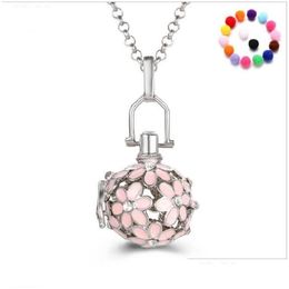 Lockets New Flower Pearl Accessories Necklace Locket Essential Oil Diffuser Necklaces Hollow Out Cage Pendant Drop Delivery Jewellery P Dhrf2