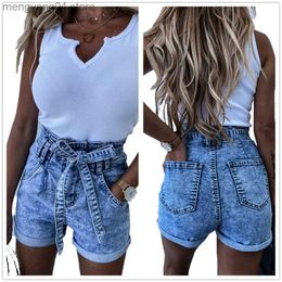 Women's Shorts 2021 Summer New High Waist Lace-up Denim Shorts For Women Fashion Snowflake Shorts Jeans XS-XL Wholesale Price Top Quality T230603