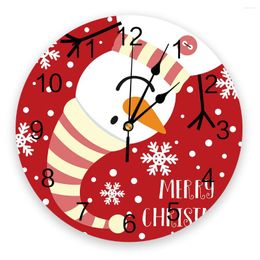 Wall Clocks Christmas Themed Snowman Red Clock Modern Design Living Room Decoration Kitchen Mute Watch Home Interior Decor