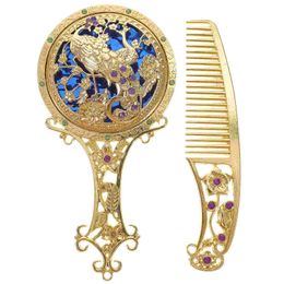 Makeup Tools Mirror Hand Vintage Comb Makeup Set Handheld Vanity Metal Pocket Hair Travel Portable Retro Mini Brush Held Women Handle Mirrors J230601