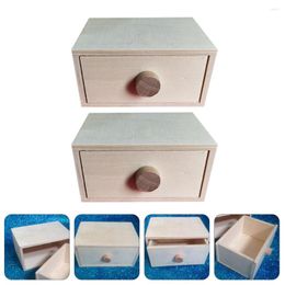 Gift Wrap 2 Pcs Vintage Jewelry Box Organizer Desktop Wooden Boxes Bathroom Vanity Drawer Rustic Storage Mini Painting