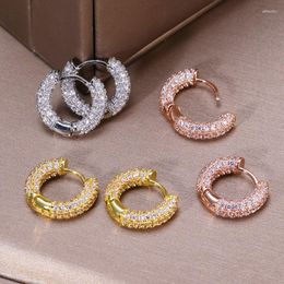 Hoop Earrings Luxury Trendy Semi-circular Zirconia Fashion Anniversary Surprise Gift Shiny Crystal Ladies Jewelry