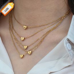 Hot Selling Clavicle Chain Necklace Jewelry Stainless Steel 18K Gold Plated Waterproof Letter Peach Heart Pendant Necklace