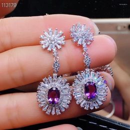 Stud Earrings Natural And Real Amethyst Earring 925 Sterling Silver For Men Or Women