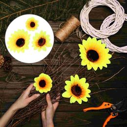 Decorative Flowers 100 Pcs Sunflower Head Faux Decor Simulated Adornment Bulk DIY Plastic Heads Bride Party Decoration