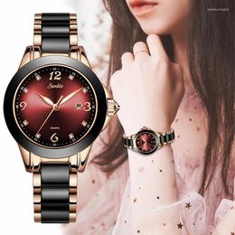 Wristwatches Top Ceramic Bracelet Watch for Women Fashion Woman Date Waterproof Lady Clock Analogue Wristwatch Montre Femme