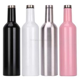 750ML Vacuum red Wine shape Bottle Stainless Steel Flask Double Wall Insulated Beer Glasses Travel Water Bottle outdoor Hydration Gear