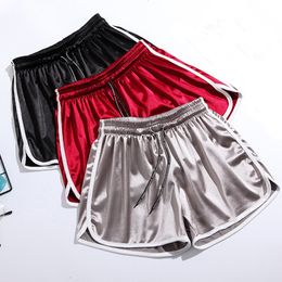 Women's Shorts S-XL Plus Size Women Short Workout Red Black Gray Blue Silk Satin Sexy Beach Wear Casual Summer Shorts 230603