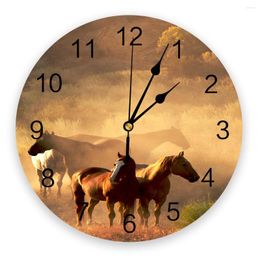 Wall Clocks Wild Horse Animal Clock Kitchen Home Living Room Decorative Decor Hanging