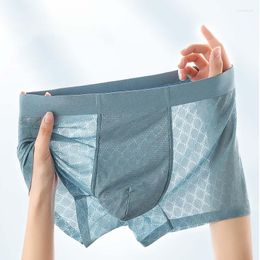 Cuecas masculinas cuecas sem costura Ice Silk Boxer verão fino antibacteriano masculino cor sólida transparente biquíni