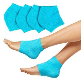 Foot Treatment 2Pcs Moisturising Gel Heel Socks Fuzzy Toeless Spa Sock for Foot Care Treatment Cracked Heels Dry Feet Foot Calluses 230602