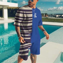 Tracksuits Men's T-shirts and sports shorts oversized sportswear set 3D printed Crown K print short sleeved fashion new collection summer P230603