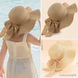 Hair Accessories Baby Girl Summer Hat Bowknot Wide Brim Floppy Hats For Kids Girls Outdoor Beach Sun Cap