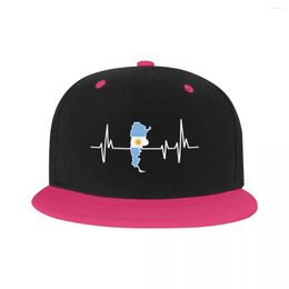 Ball Caps Custom Argentinian Heartbeat Argentina Flag Baseball Cap Flat Outdoor Snapback Men Women's Adjustable Hip Hop Hats