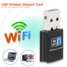 300 Mbps USB WiFi Adapter RTL8192 CHIPSET 2.4 GHz 300m trådlös mottagare Wi-Fi Dongle Network Card för PC-bärbar dator med butikslåda