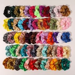 Solid Women Elastic Hair Scrunchies Stretchy Satin Scrunchy Head Band Ponytail Hairbands Girl Hair Rope Hair Ties