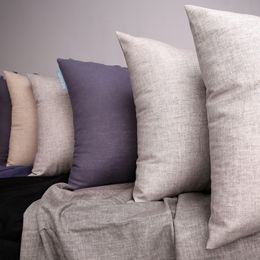 30pcs MOQ 16x16 Inches Linen-Cotton Blended Natural Gray Pillow Case Gray Blank Linen Pillow Cover Natural Fine Linen Cushion Cover For Embroidery