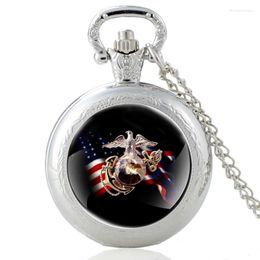 Pocket Watches United States Marine Corps Vintage Quartz Watch Men Women Pendant Necklace Fob Chain Hours Clock Gifts