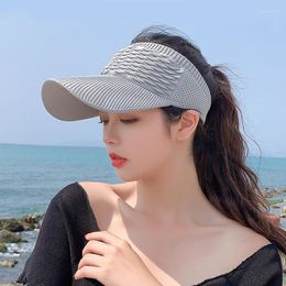 Wide Brim Hats Women Summer Sun Hat Fashion UV Protection Visors Caps Girls Sunscreen Empty Top Outdoor Beach Travel Hiking Sport Breathing