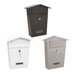 Garden Decorations Metal Key Lock Mail Boxes Outdoor Locking Wall Mount Mailbox Security Drop Box Collection 25x8x30cm 230603