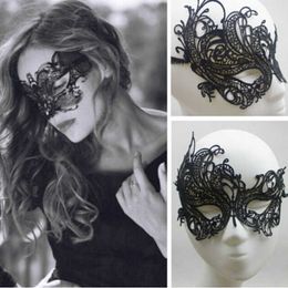 Sleep Masks Eye Mask Sexy Lace Venetian Masquerade Ball Halloween Party Fancy Dress Costume Props Lady Black Lace Hollow Face Mask J230602