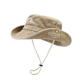 Wide Brim Hats 2023 Spring Cotton Embroidery Pattern Bucket Fisherman Outdoor Travel Sun Hat Men and Women 127 G230603