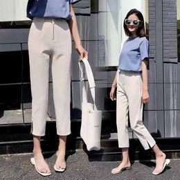 Capris Lucifer Solid Colour Waist Suit Korean Office Panel Back Palace Pants Women's Casual High Quality Ankle Length Trousers P230602