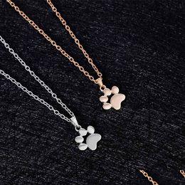 Pendant Necklaces Heart Pendants Jewellery For Women Long Chain Sweater Necklace Fashion Cute Pets Dogs Footprints Paw Drop Delivery Dhuag