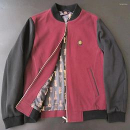Men's Jackets Spring Summer Fashion Brand Wool Baseball Collar Jacket Men Casual Zipper Coat Plus Size 4XL Burgundy Red Blue Orange