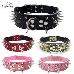 Collars Adjustable Leather Spiked Studded Dog Collars Leather Dog Collars for Medium & Large Dogs Pit Bull Labrador,Boxer Rottweiler