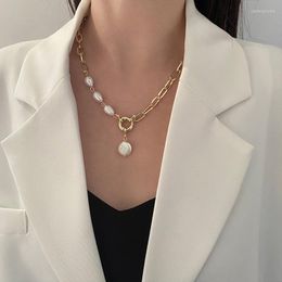 Pendant Necklaces Fashion Personality Pearl Drops Cross Necklace Simple Temeprament Tassel Collarbone Chain For Women Daily Jewellery Party