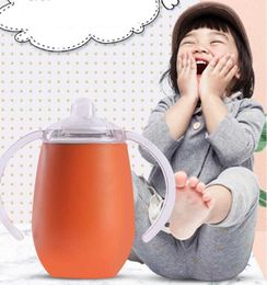 8OZ Pacifier Sippy Egg Cup Kids Training Tumbler Toddler Drinking Mug Stainless Steel Insulated Sippy Cup With Handle Milk Bottle