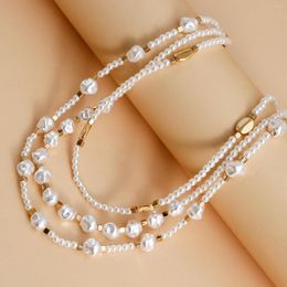 Pendant Necklaces Fashionable Multi-layer Beaded Acrylic Pearl Necklace Summer Sweet Girl Collarbone Chain Jewelry