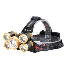 5 LED hunting Headlamp powerful 16000 Lumens XM-L T6 Head Lamp High Power Headlight camping hike fishing emergency headlamps with 18650 Batteries Charger Alkingline