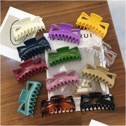 Clamps Glossy Large Hair Claws Geometric Barrette Transparent Plastic Hairpins Bath Ponytail Clip Accessories Drop Delivery Jewelry Dhbvs